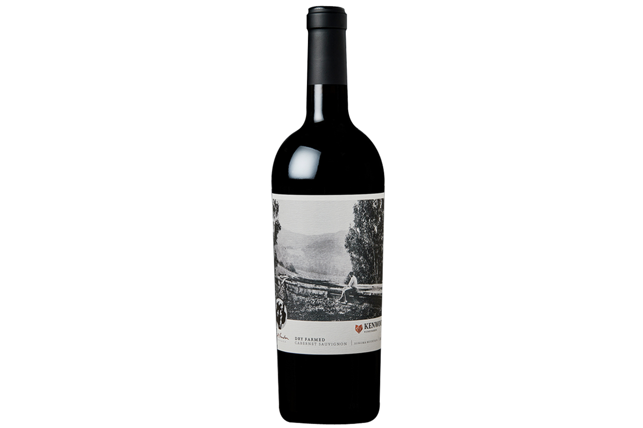 a bottle of Kenwood Vineyards 2018 Jack London Dry Farmed Cabernet Sauvignon