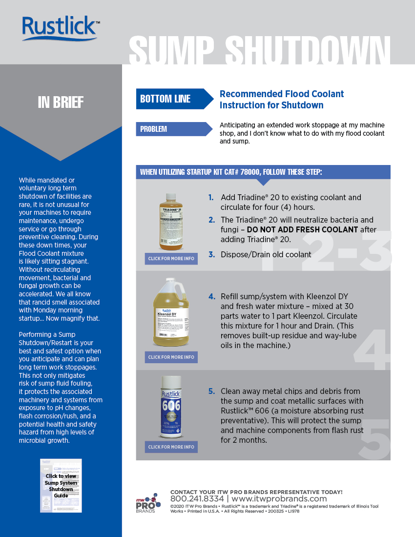 Rustlick Sump System Shutdown with Start-Up Kit