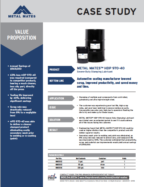 Metal Mates™ HDP 970-40 Severe-Duty Stamping Lubricant